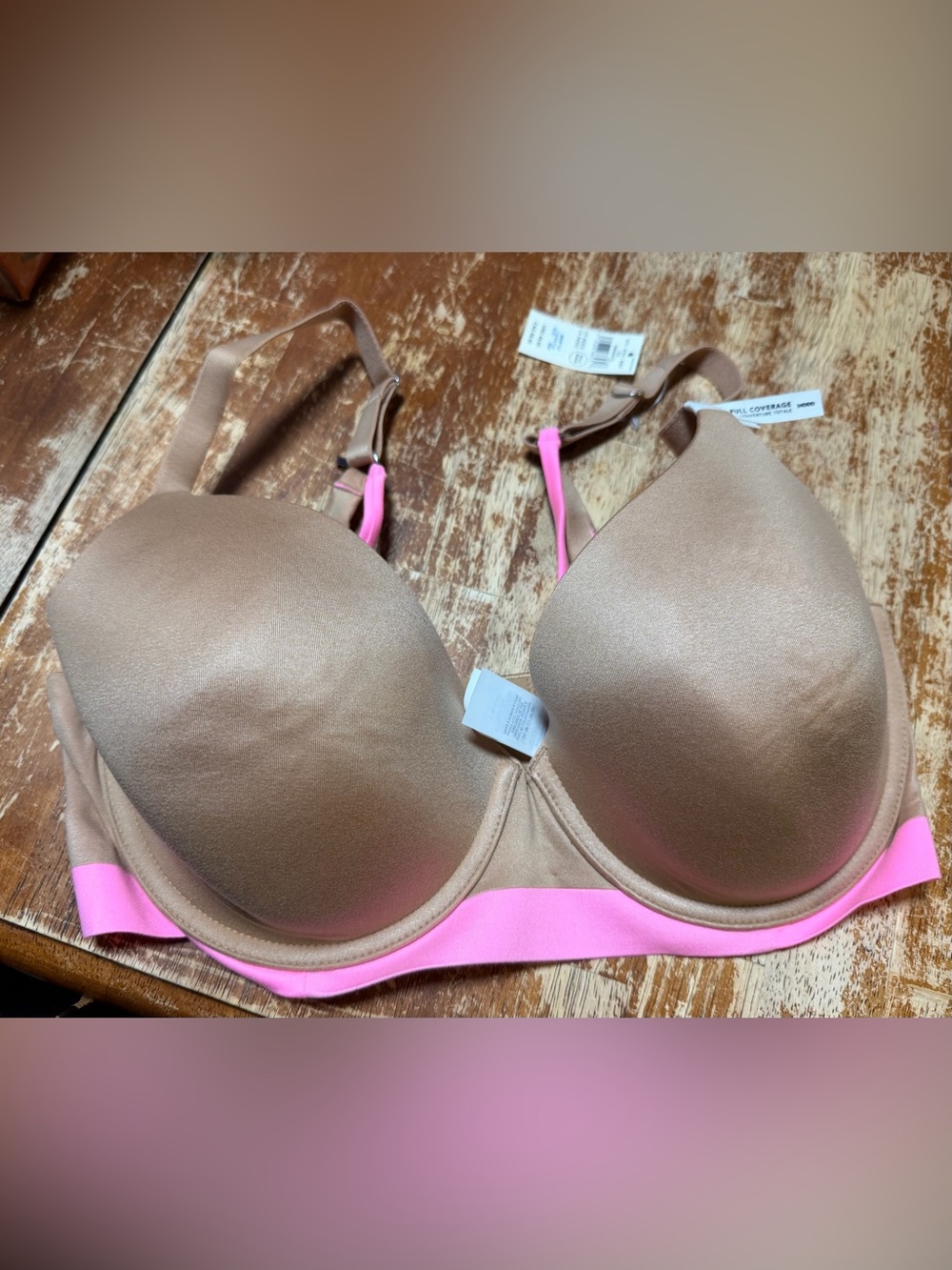 aerie Nude Bra with Pink Band